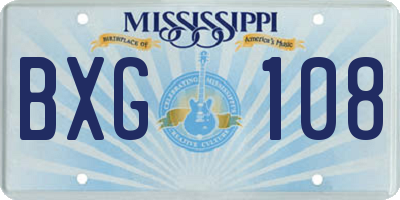 MS license plate BXG108