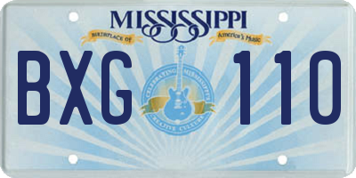 MS license plate BXG110