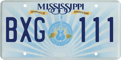 MS license plate BXG111
