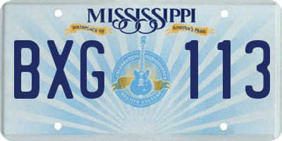 MS license plate BXG113