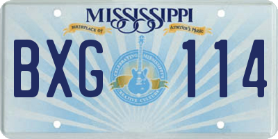 MS license plate BXG114