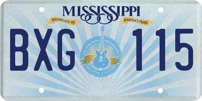 MS license plate BXG115