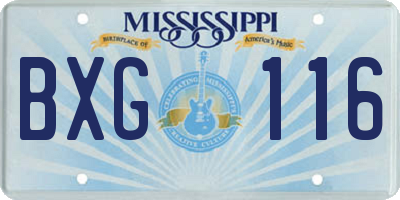MS license plate BXG116