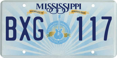 MS license plate BXG117