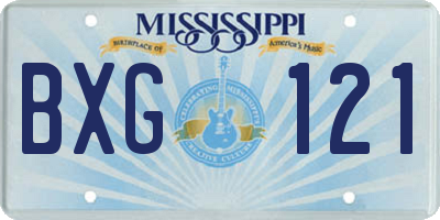 MS license plate BXG121