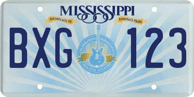 MS license plate BXG123