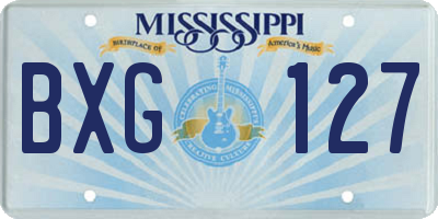 MS license plate BXG127