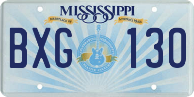 MS license plate BXG130