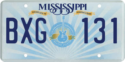 MS license plate BXG131