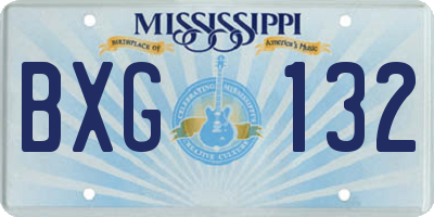 MS license plate BXG132