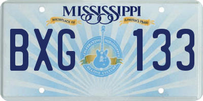 MS license plate BXG133