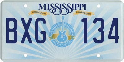 MS license plate BXG134