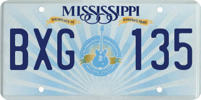 MS license plate BXG135