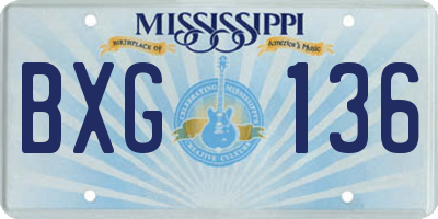 MS license plate BXG136