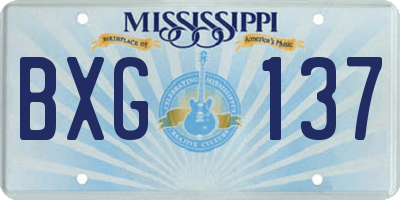 MS license plate BXG137