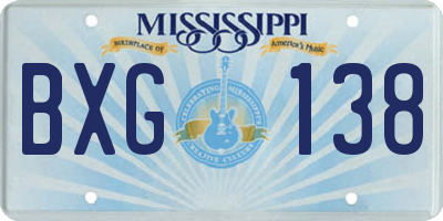 MS license plate BXG138
