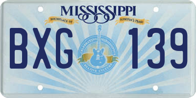 MS license plate BXG139