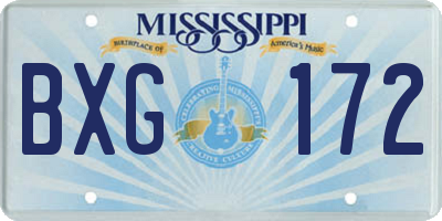 MS license plate BXG172