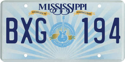 MS license plate BXG194