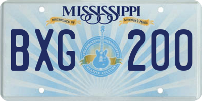 MS license plate BXG200