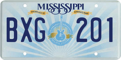 MS license plate BXG201