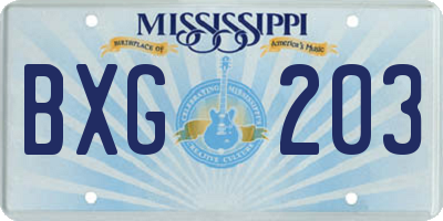MS license plate BXG203