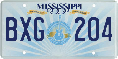 MS license plate BXG204