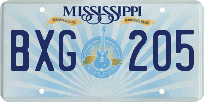 MS license plate BXG205