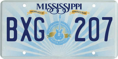 MS license plate BXG207