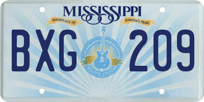 MS license plate BXG209