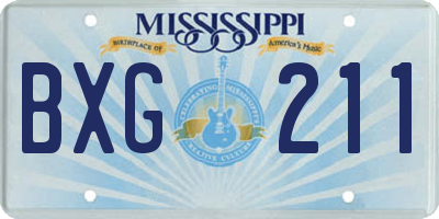 MS license plate BXG211