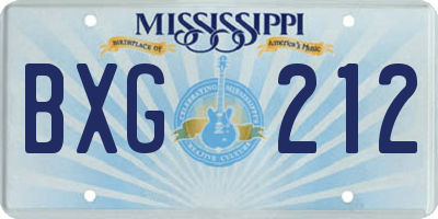 MS license plate BXG212