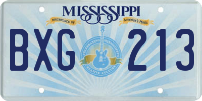 MS license plate BXG213