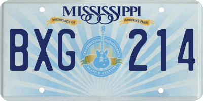 MS license plate BXG214