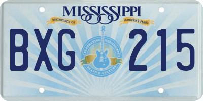 MS license plate BXG215
