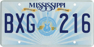 MS license plate BXG216