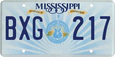 MS license plate BXG217