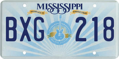 MS license plate BXG218
