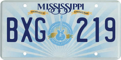 MS license plate BXG219