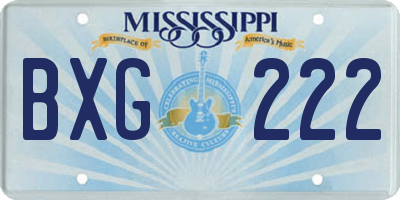 MS license plate BXG222