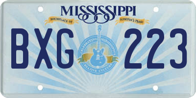 MS license plate BXG223