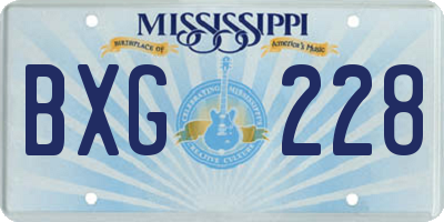 MS license plate BXG228