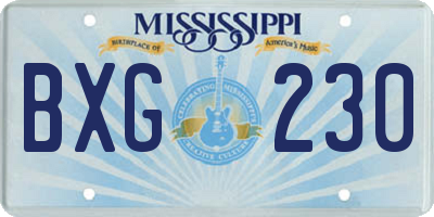 MS license plate BXG230