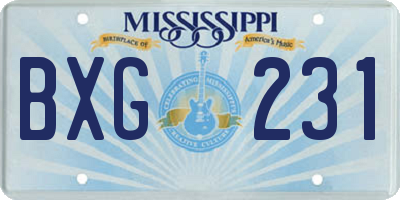 MS license plate BXG231