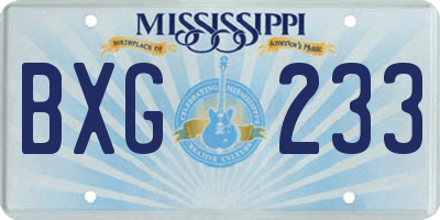 MS license plate BXG233