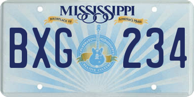MS license plate BXG234