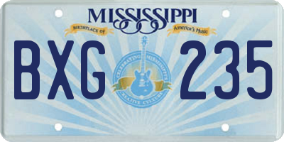 MS license plate BXG235