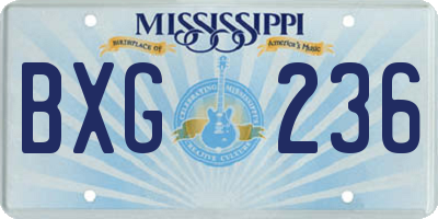 MS license plate BXG236