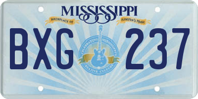 MS license plate BXG237
