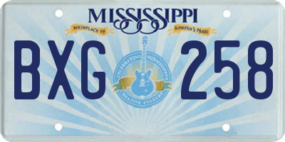 MS license plate BXG258